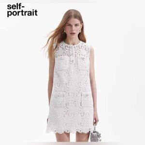 Self Portrait WHITE LACE MINI DRESS